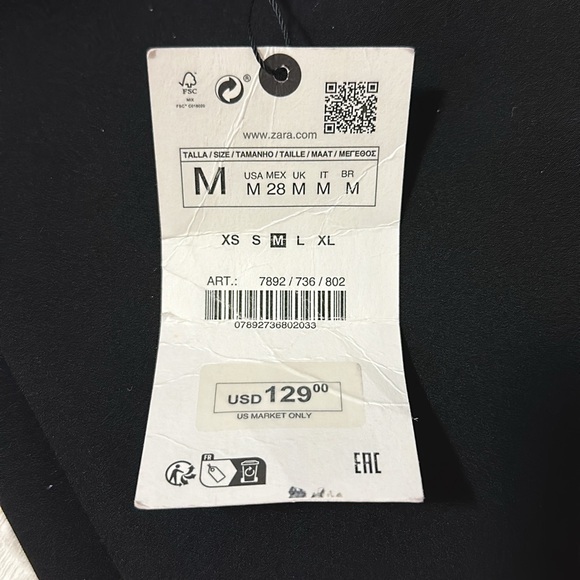 Zara Woman Rhinestone Shiny Back Cord Details Black Halter Dress Size M - Picture 14 of 15